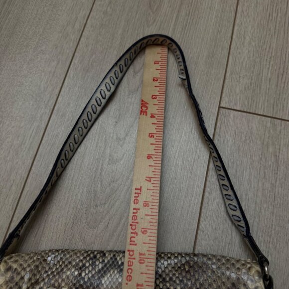 Facondini Women\'s Flap Shoulder Bag Purse Leather Python Snakeskin Beige Black